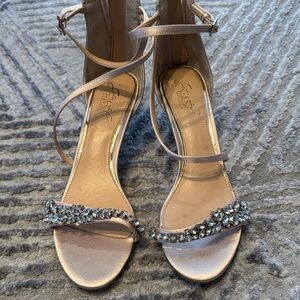 Jewel Badgley Mischa Jewel-Embellished Strappy Sandal Kitten Heels